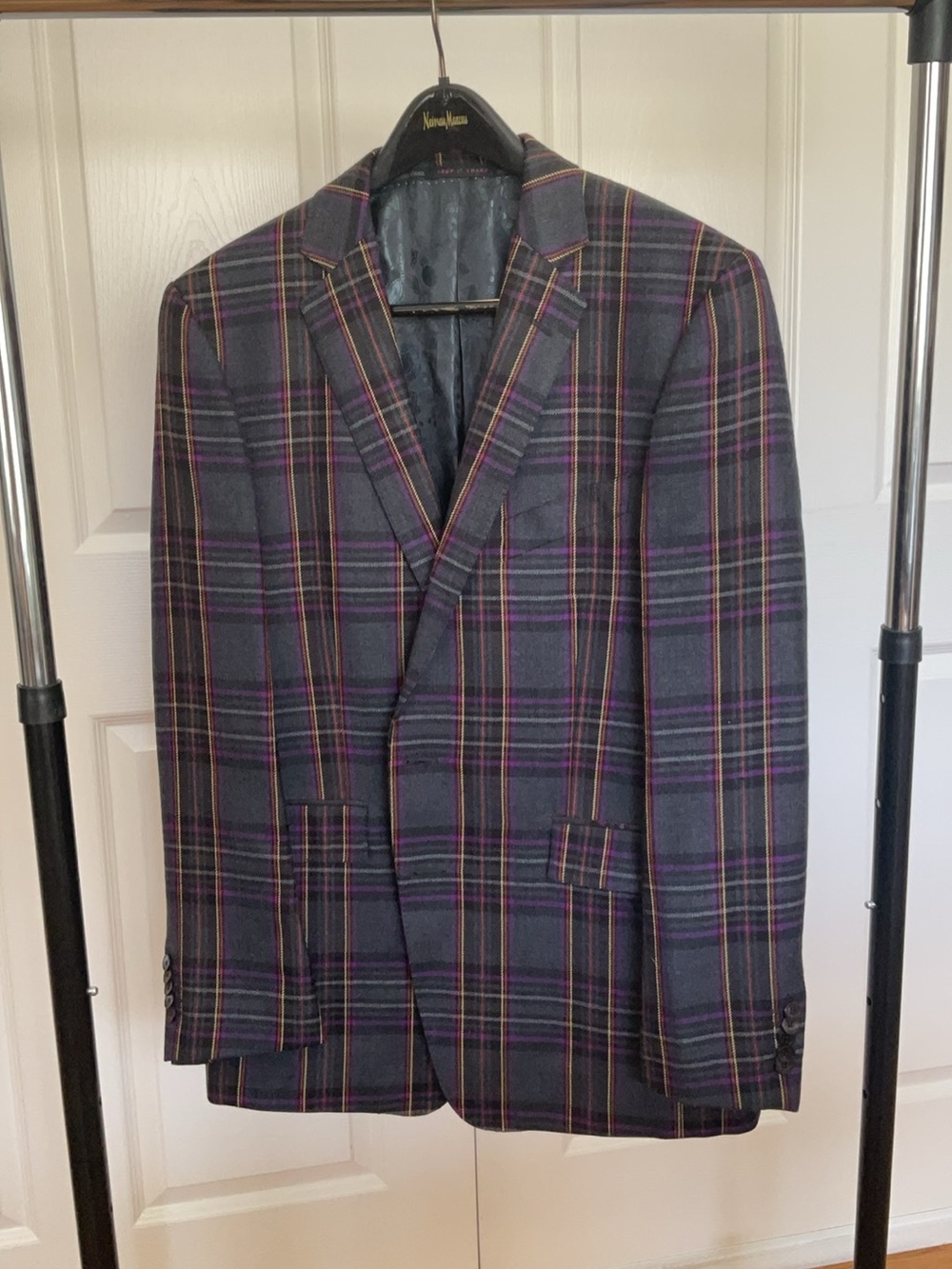 Men's Gray Plaid Blazer - Duchamp London